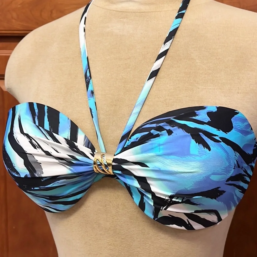 A Che Bikini Swimsuit Blue Peacock Bandeau M Medium New